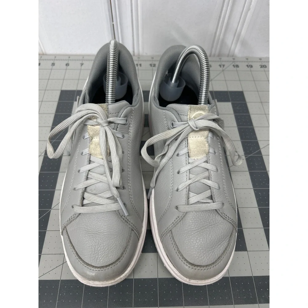 Kizik Sydney Sneaker Women 7.5 Grey Leather Hands Free Slip On Low Top Everyday